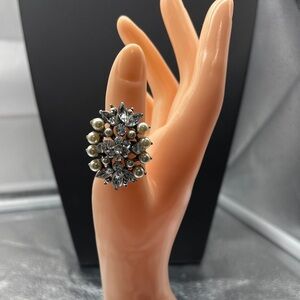 Exquisite Silver and Pearl Statement Ring